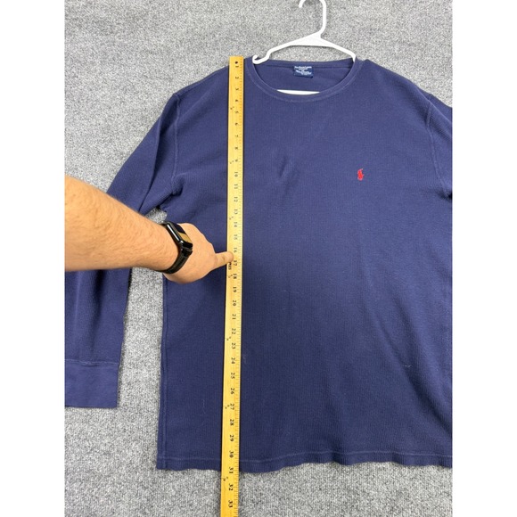 Polo Ralph Lauren Sleepwear 2XL Navy Blue Waffle Knit Thermal Shirt Red Pony - Picture 6 of 7